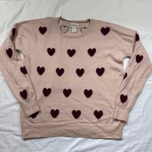 Christian Siriano Cashmere Pink Heart Sweater XL Soft Luxe Chic EUC